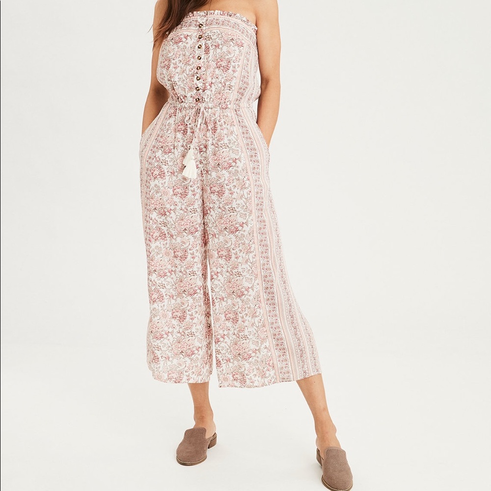 American Eagle Outfitters Pink Floral Jumpsuit